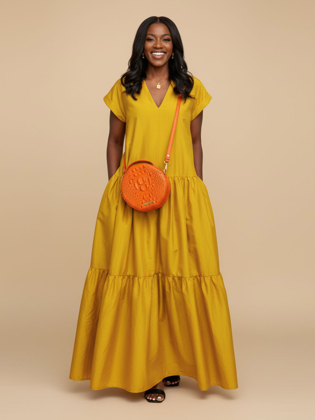 bebe Satin Maxi Dress