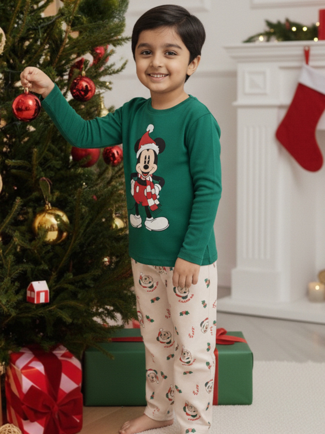 Nap Chief Kids Merry Mickey Mouse Printed Pure Cotton Night Suit