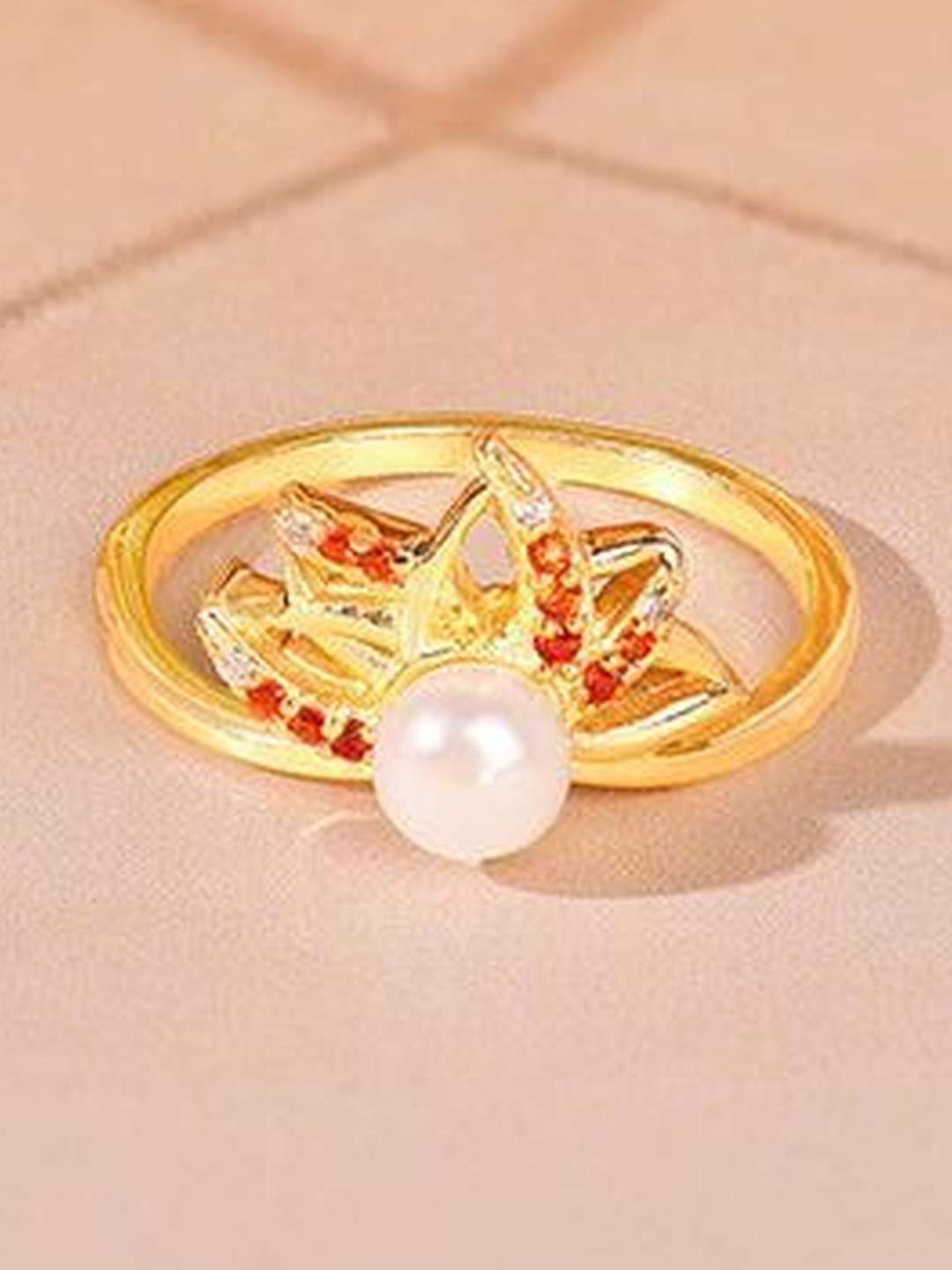GIVA 925 Silver Gold-Plated Zircon Studded Freya Ring
