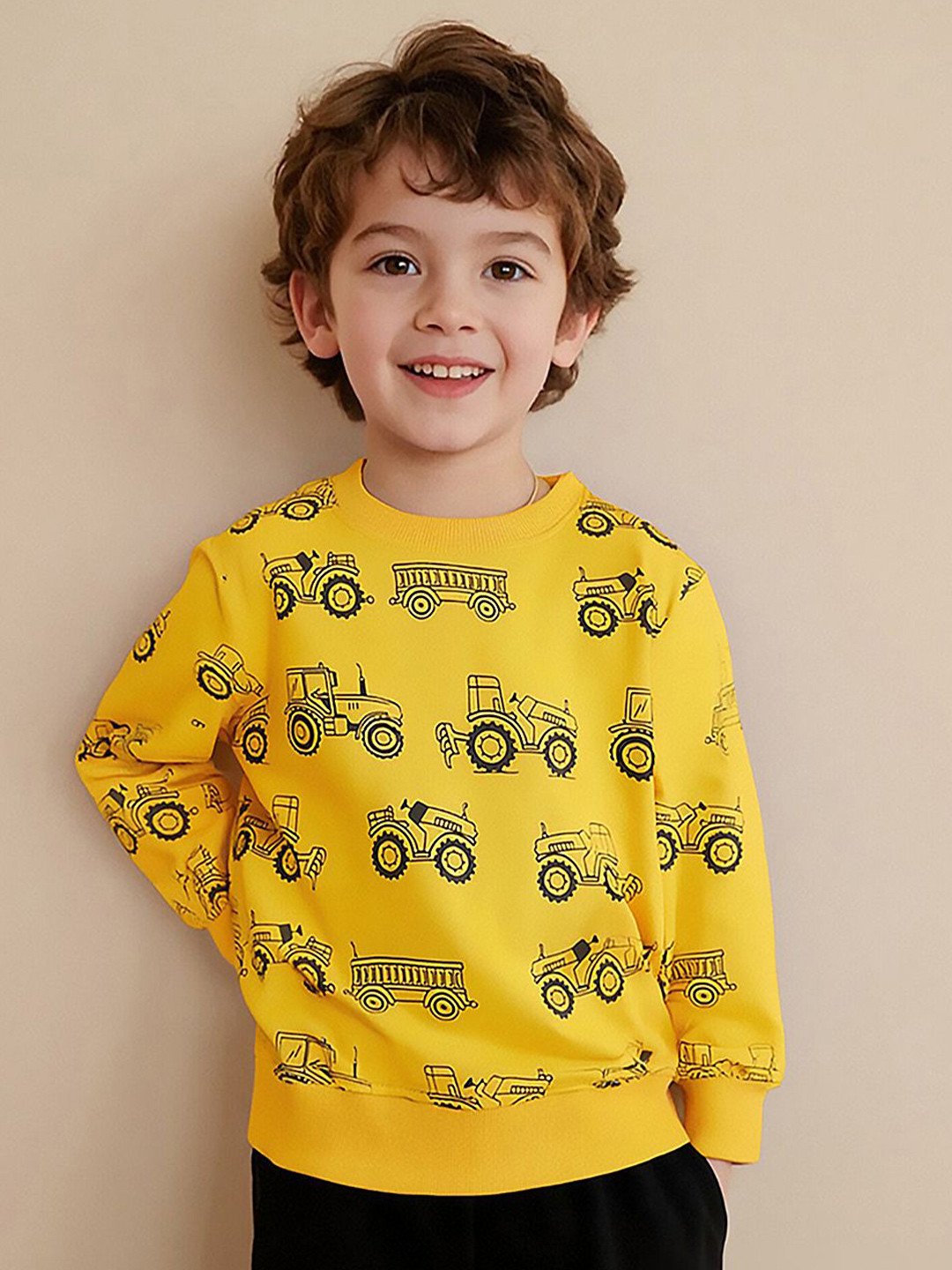 INCLUD Boys Tractor Printed Round Neck Sweatshirt