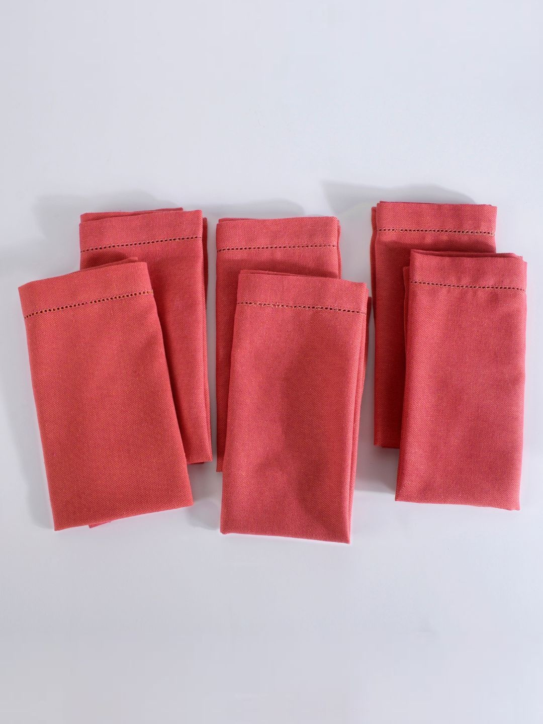fingercraft Orange Colored 6 Pieces Pure Cotton Table Napkins