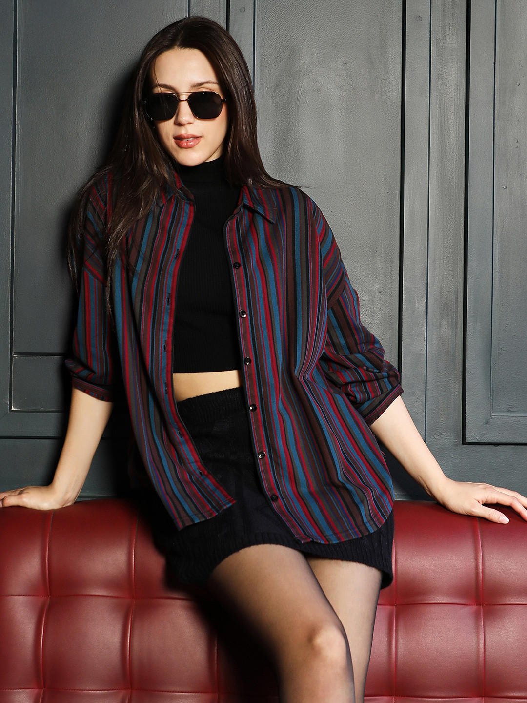 PINACOLADA Comfort Fit Multi Striped Spread Collar Cotton Casual Shirt