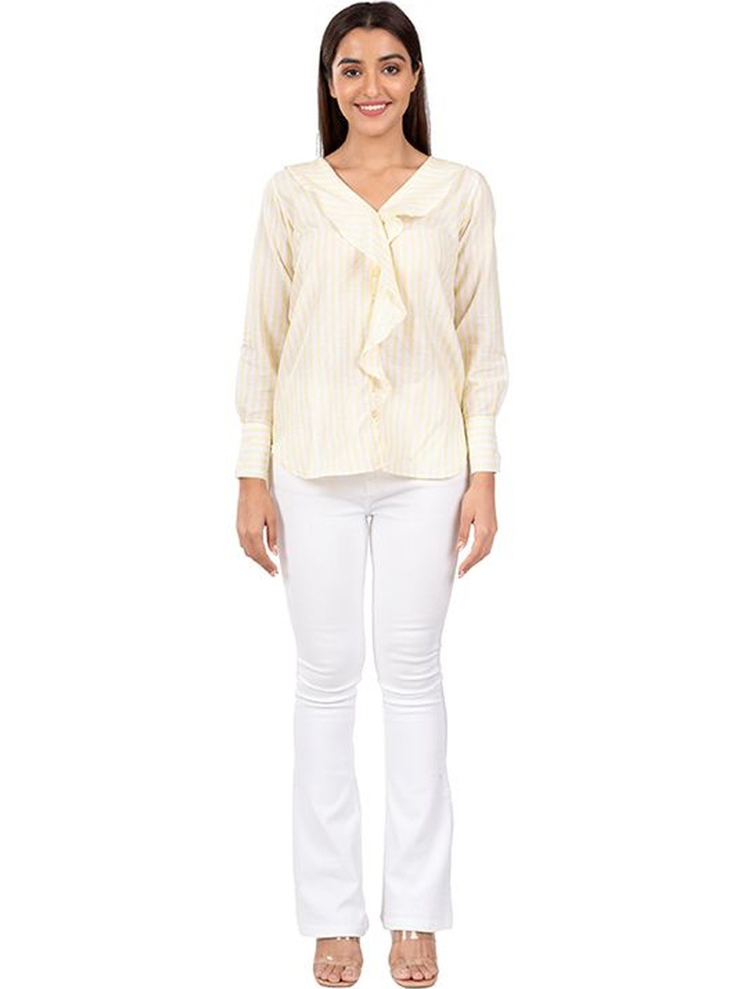 Purple Haze Striped Ruffles Cotton Top