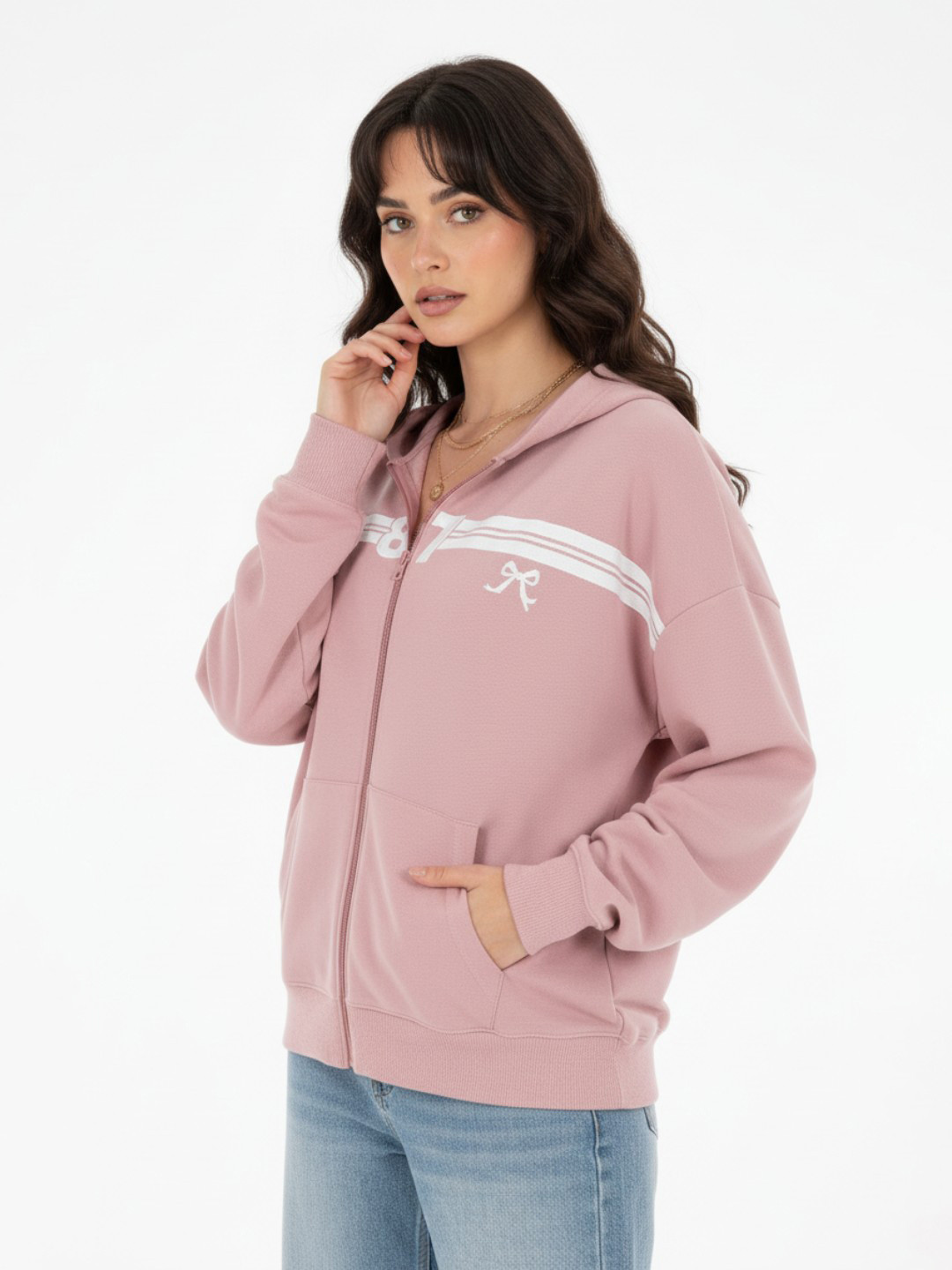 glitchez Graphic Printed Hooded Overiszed Terry Sweatshirt