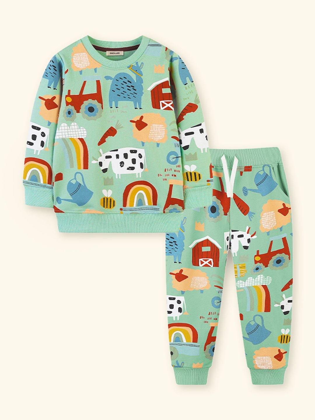 INCLUD Boys Animals Cartoon Printed Sweatshirt With Jogger Set