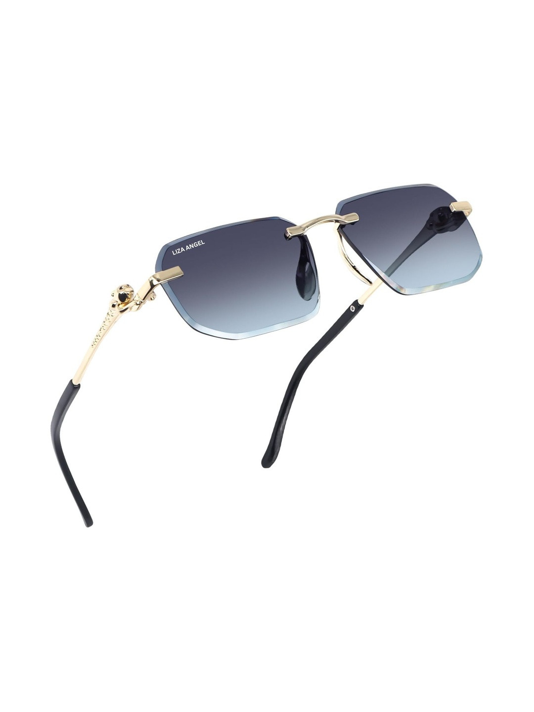 LIZA ANGEL Unisex  Square Sunglasses With UV Protected Lens LA01P-Gold-Blue-Graident