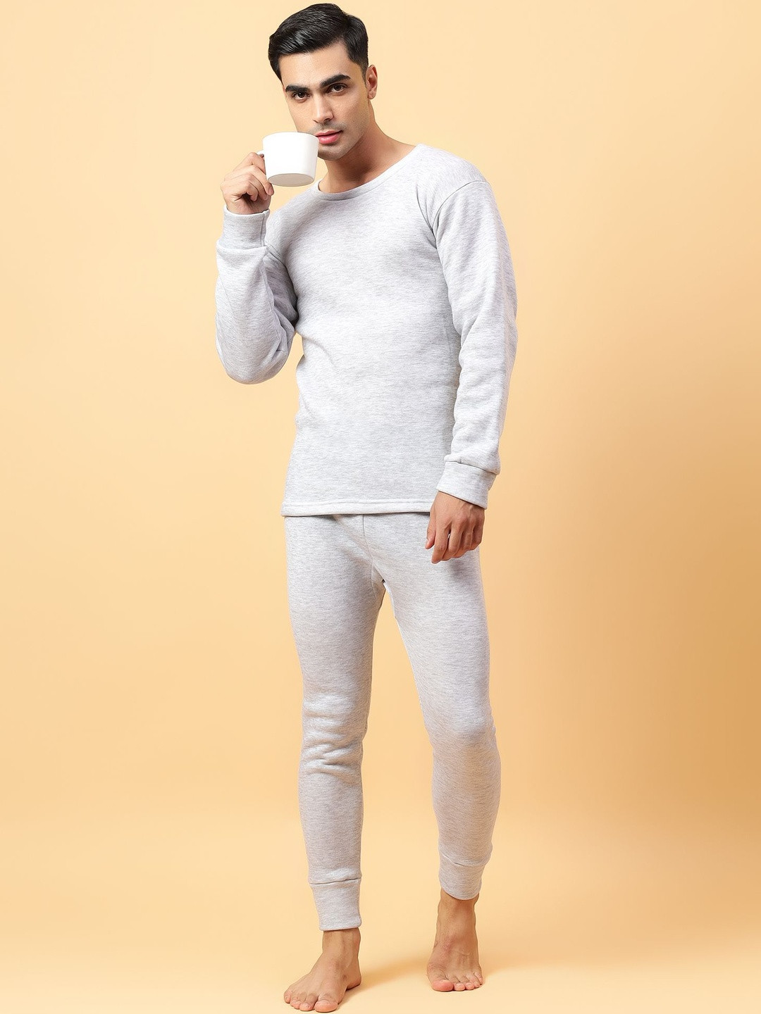 TrybeX Men Round Neck Long Sleeves Winter Inner Thermal Set