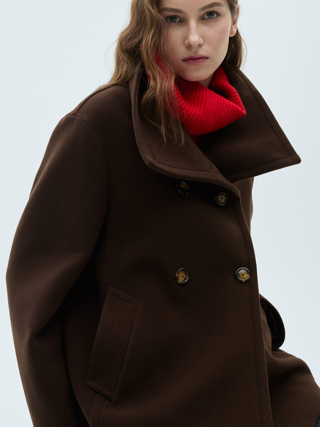 MANGO Double-Breasted Short Coat