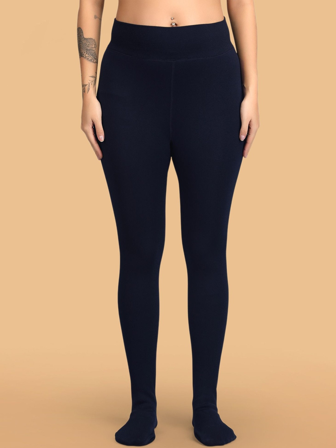 INNER ENRICH Mid-Rise Fur Stockings with Socks