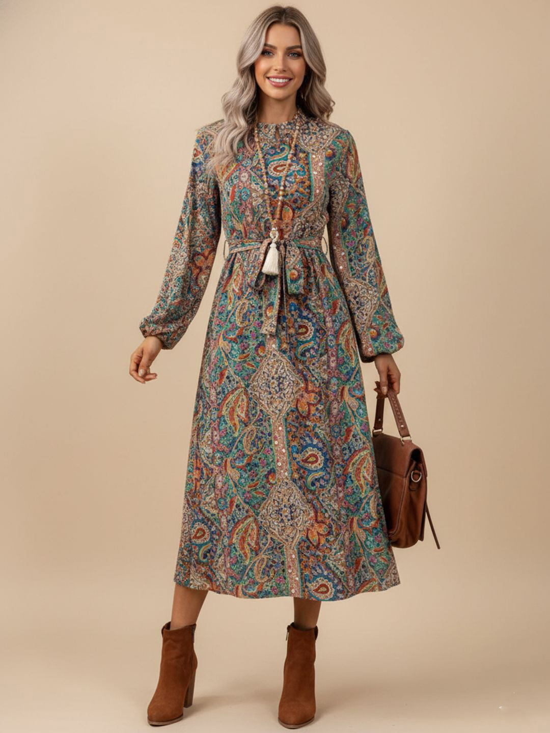 Mast & Harbour Print Maxi Midi Dress