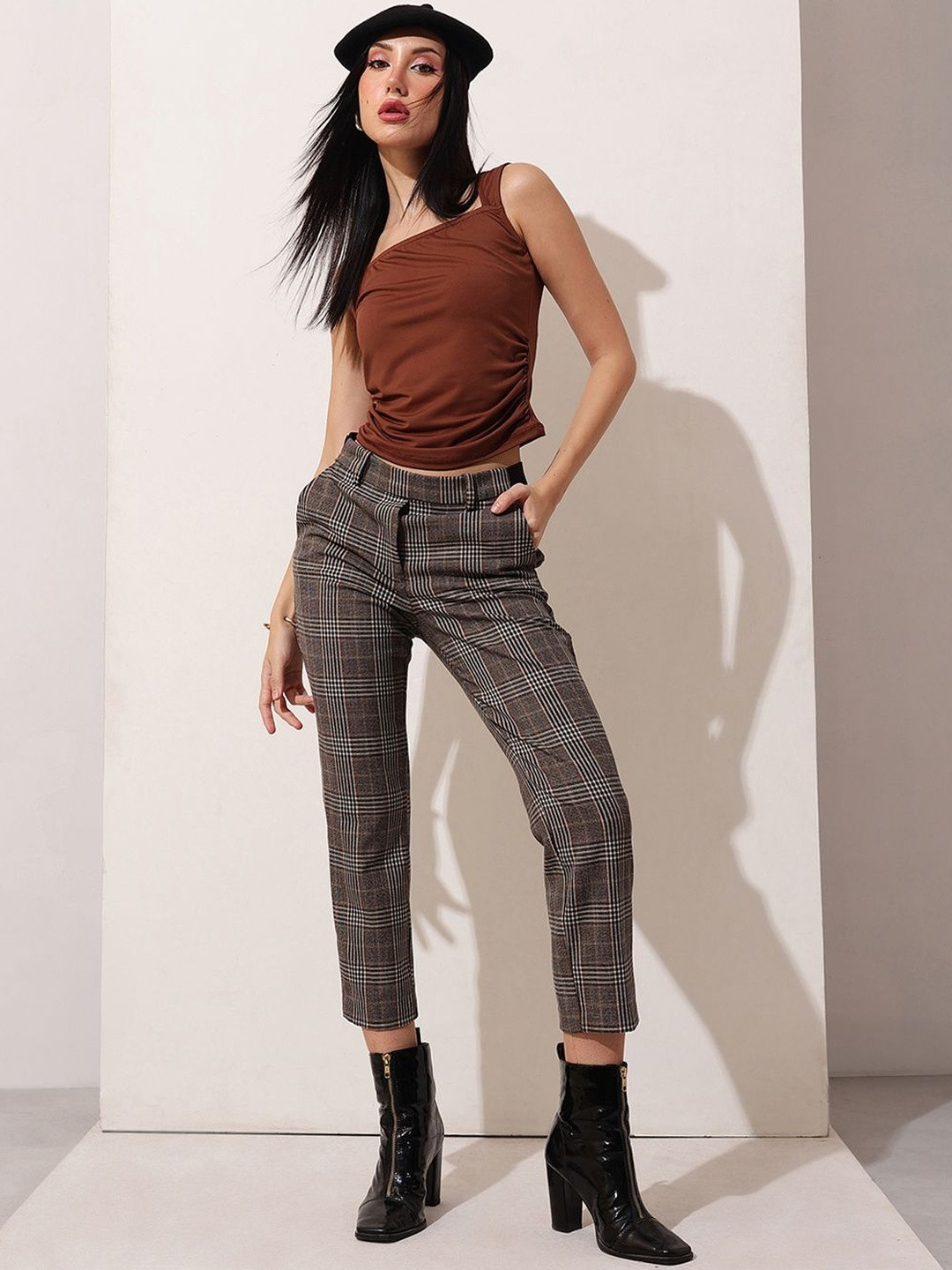 STREET 9 Women Solid Gathered or Pleated Sleeveless One Shoulder Crop Top