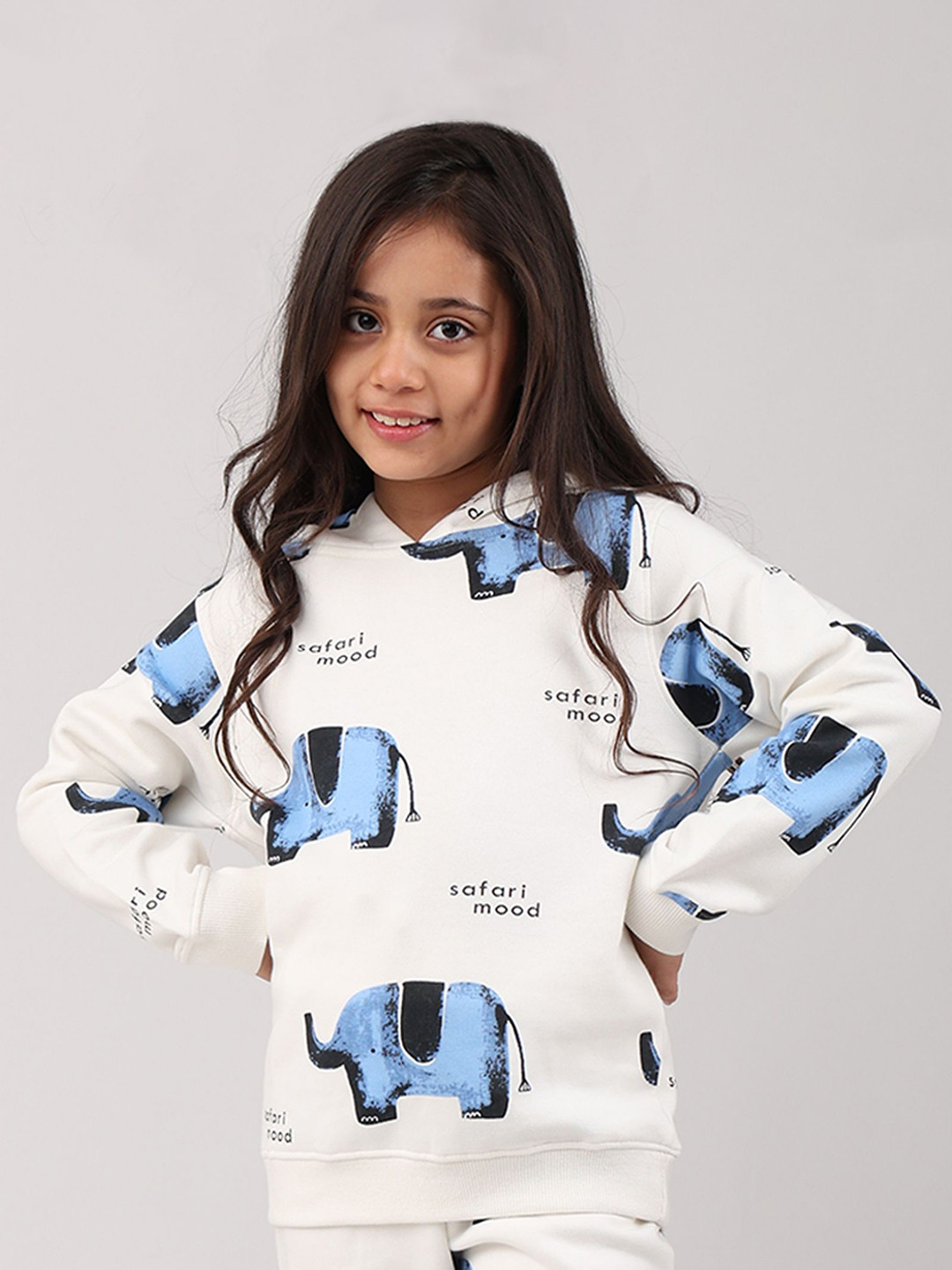 Anthrilo Girls Elephant Safari Printed Pullover Sweatshirt