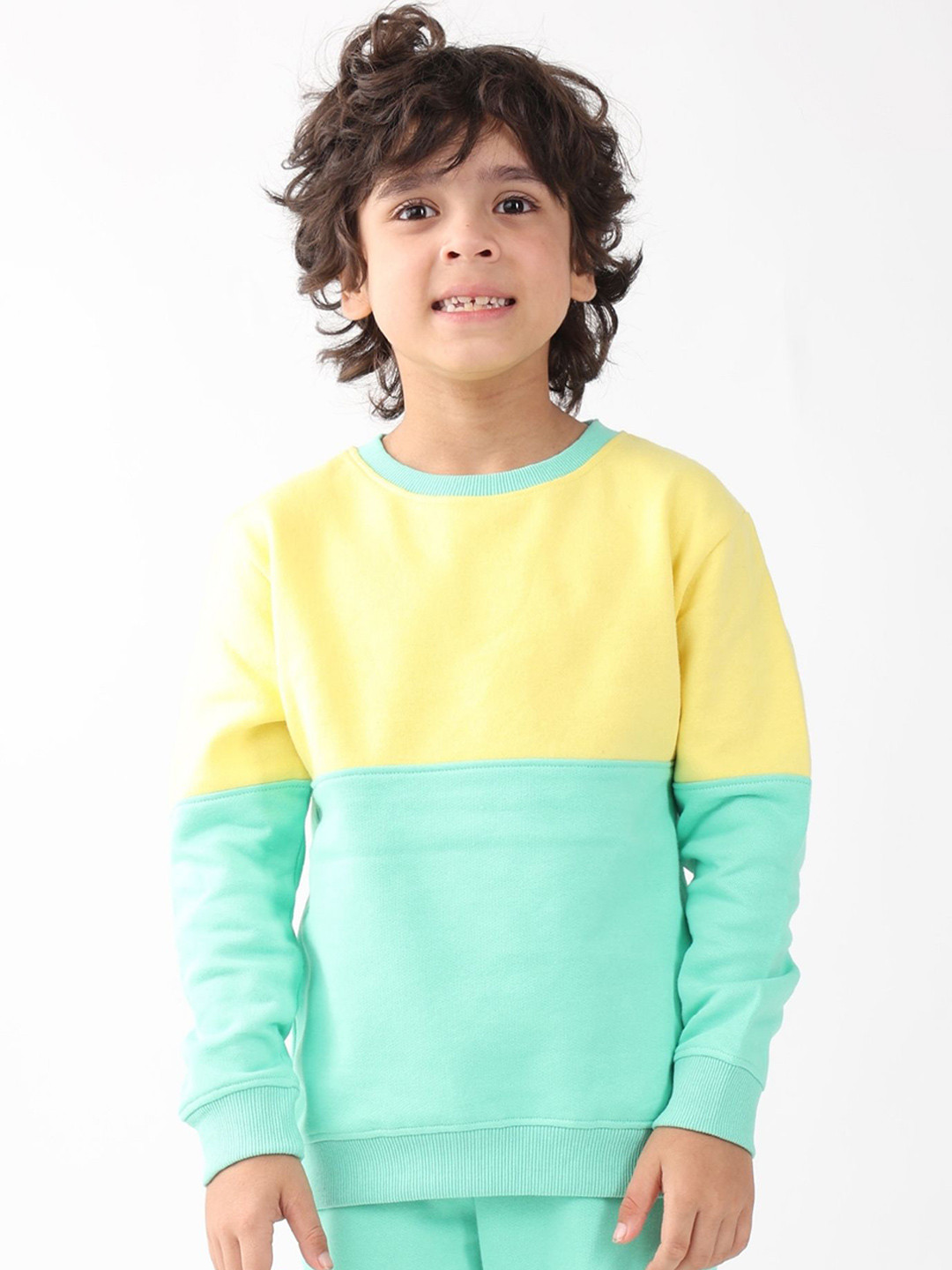 Anthrilo FW25 Boys Colourblocked Round Neck Pullover Sweatshirt