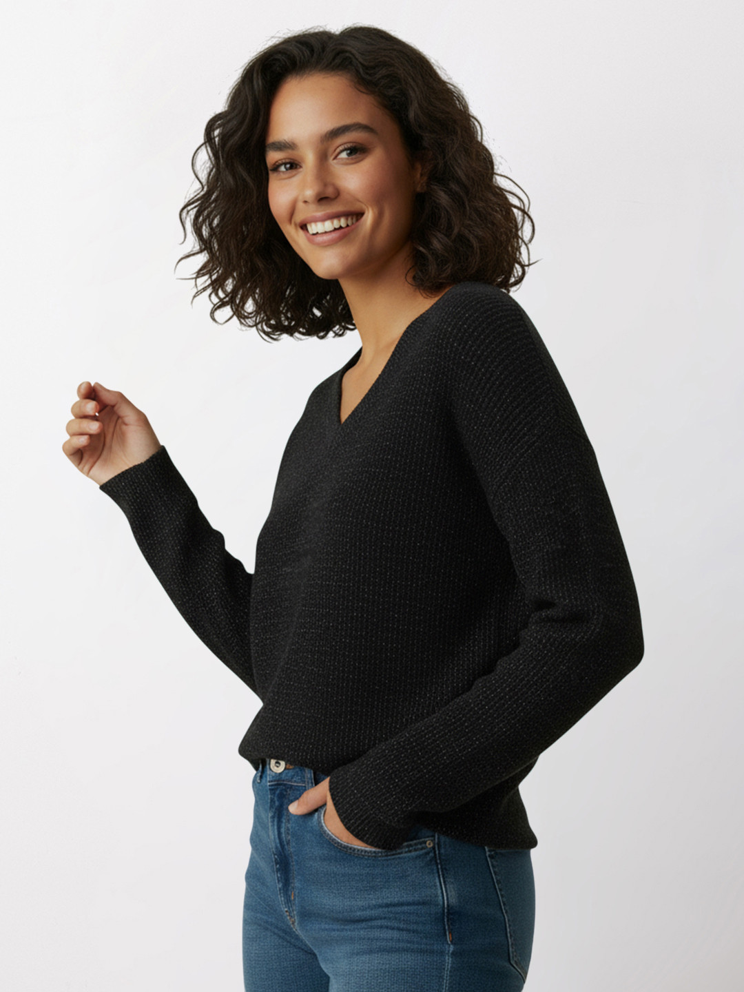 Mast & Harbour Acrylic Shimmer Detail Pullover