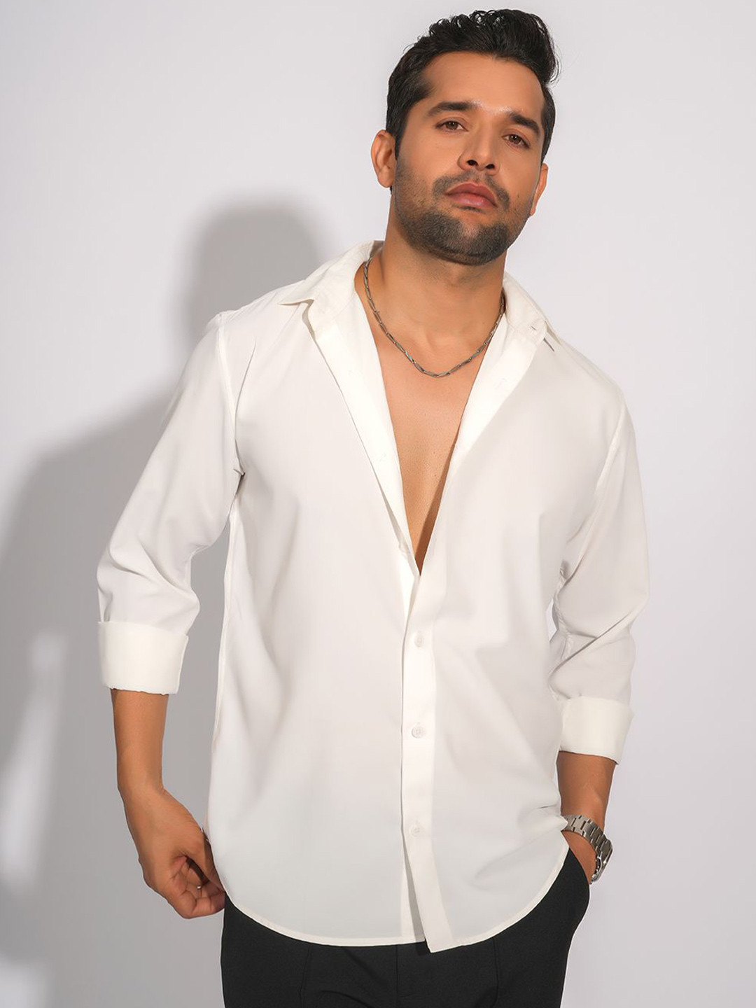 PERCH India Slim Fit Long Sleeves Party Cotton Shirt