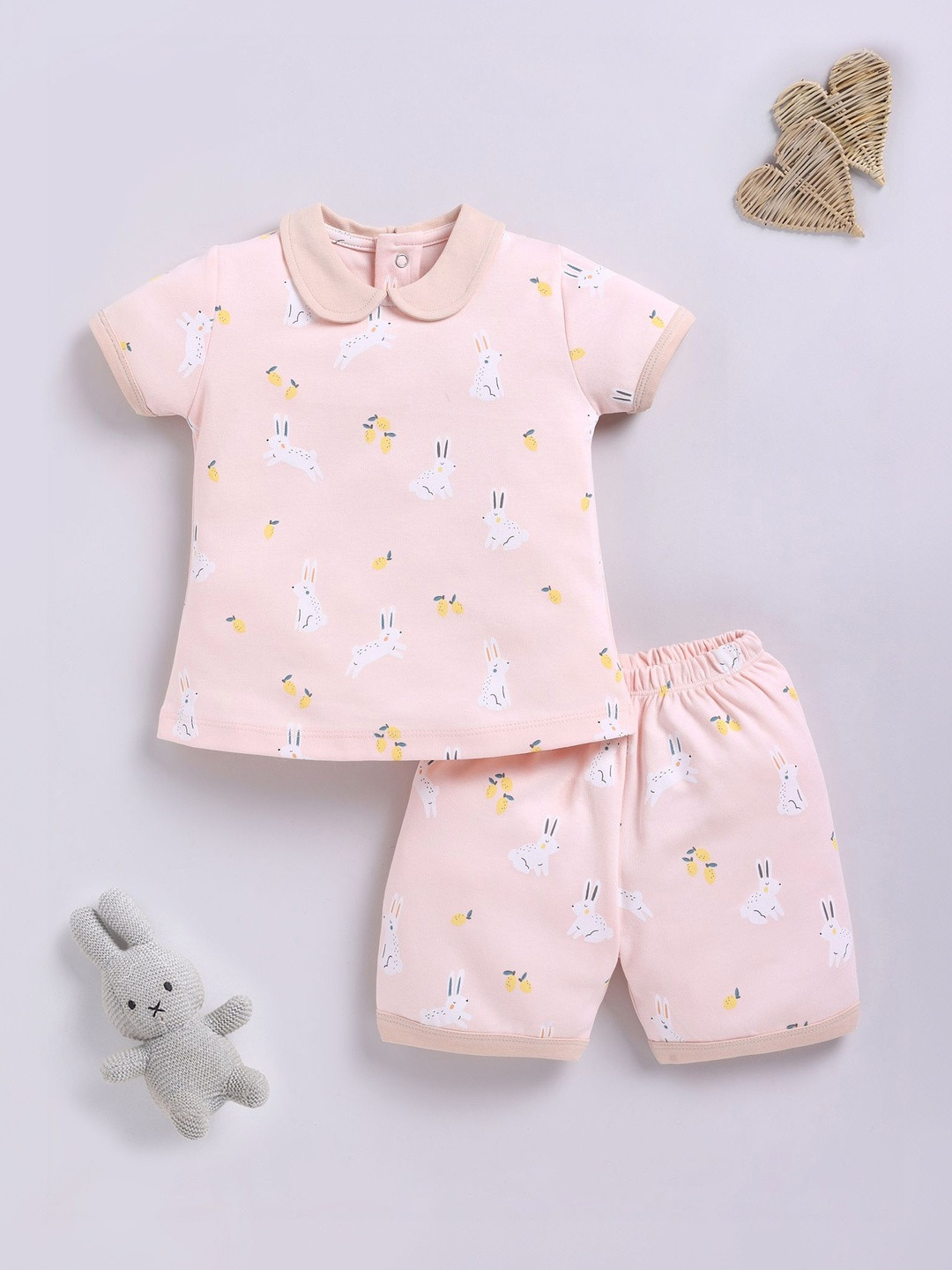 BABY GO Kids Printed Short Sleeves Pure Cotton T-shirt With Shorts Clothing Set
