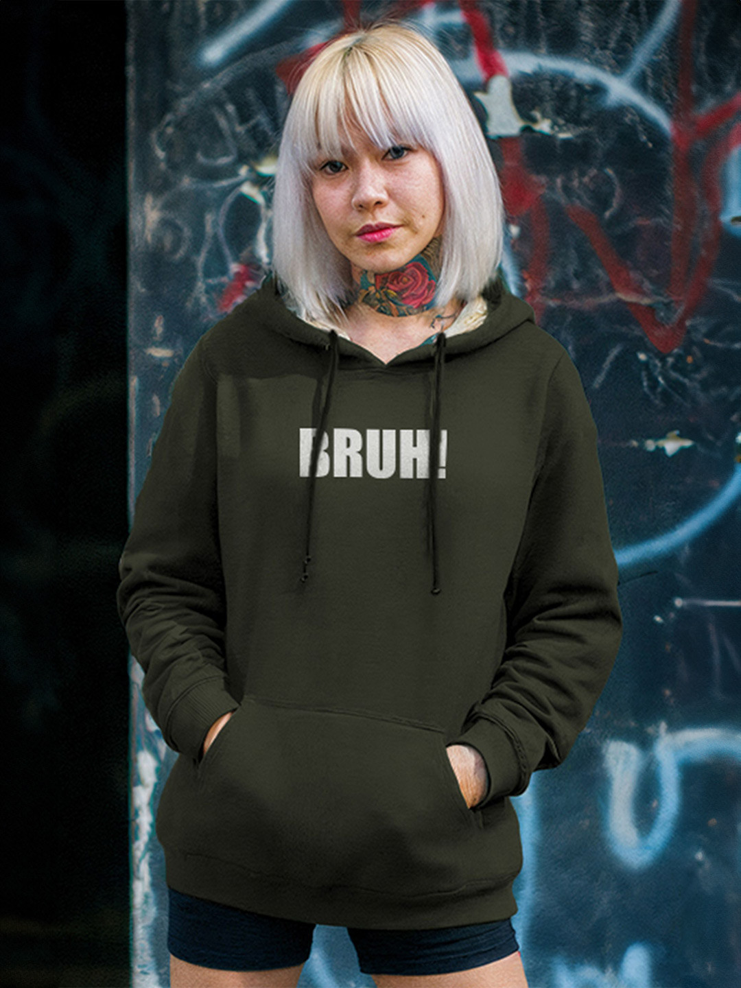 TOGS & TERRE Stylish Typography Printed Hooded Oversized Cotton Pullover