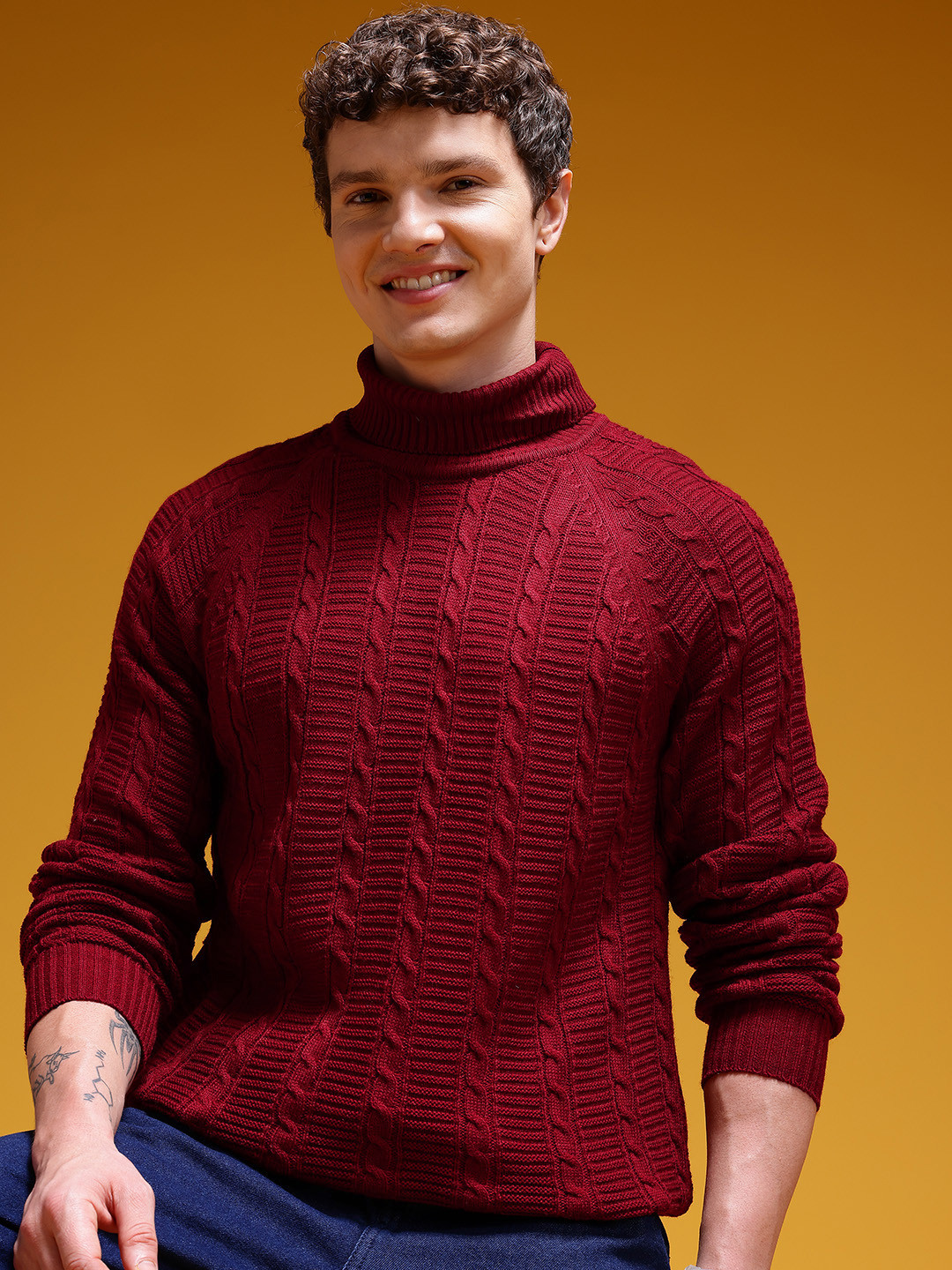 HERE&NOW Cable Knit Turtle Neck Pullover