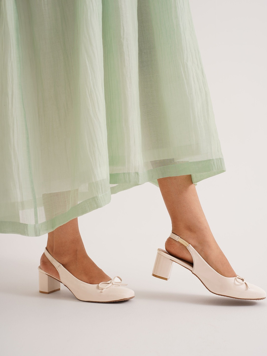 JM Looks Embellished Patent Block Heel Slingback Block Sandal