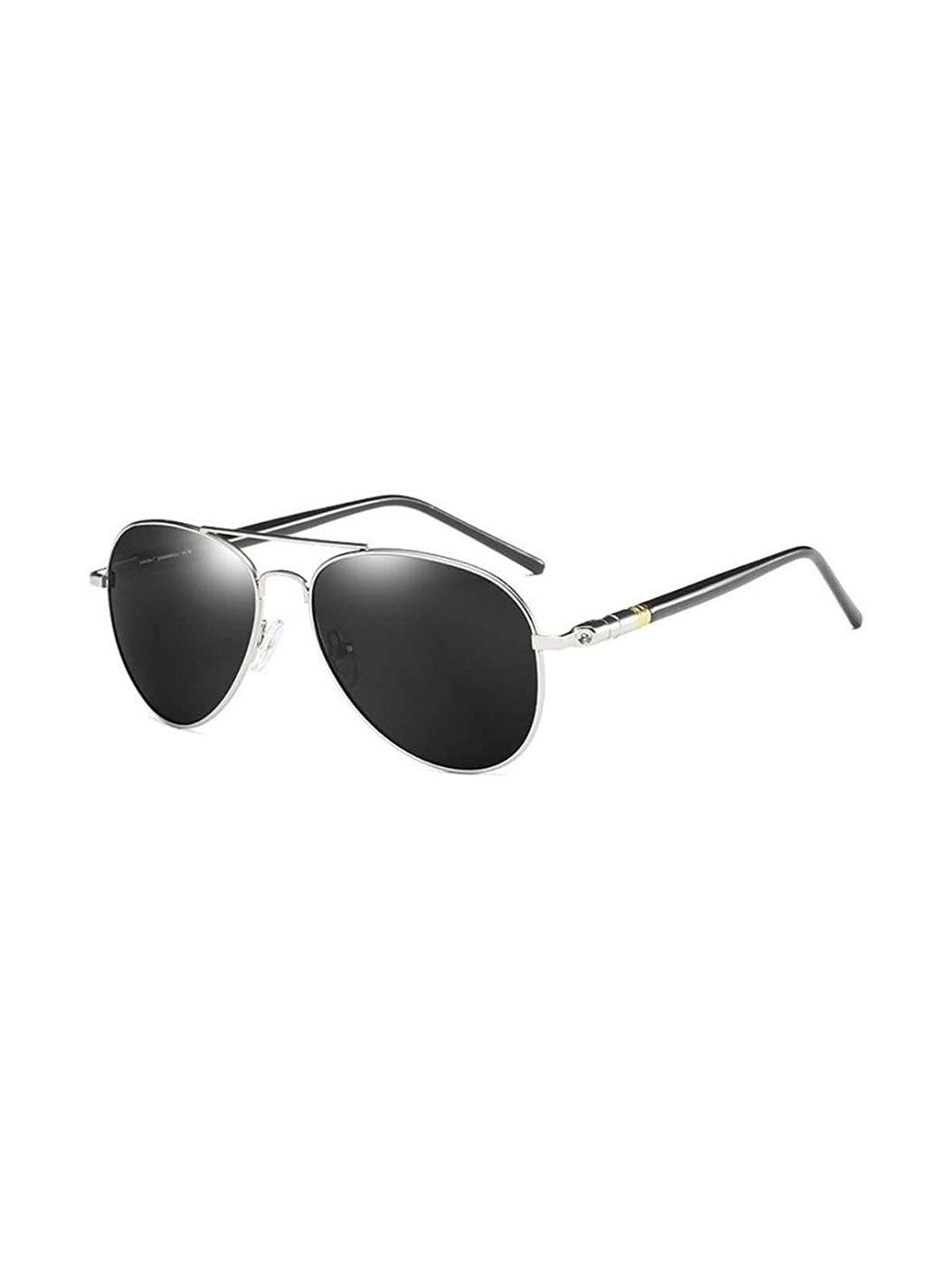 LIZA ANGEL Unisex Black Lens & Silver-Toned Aviator Sunglasses