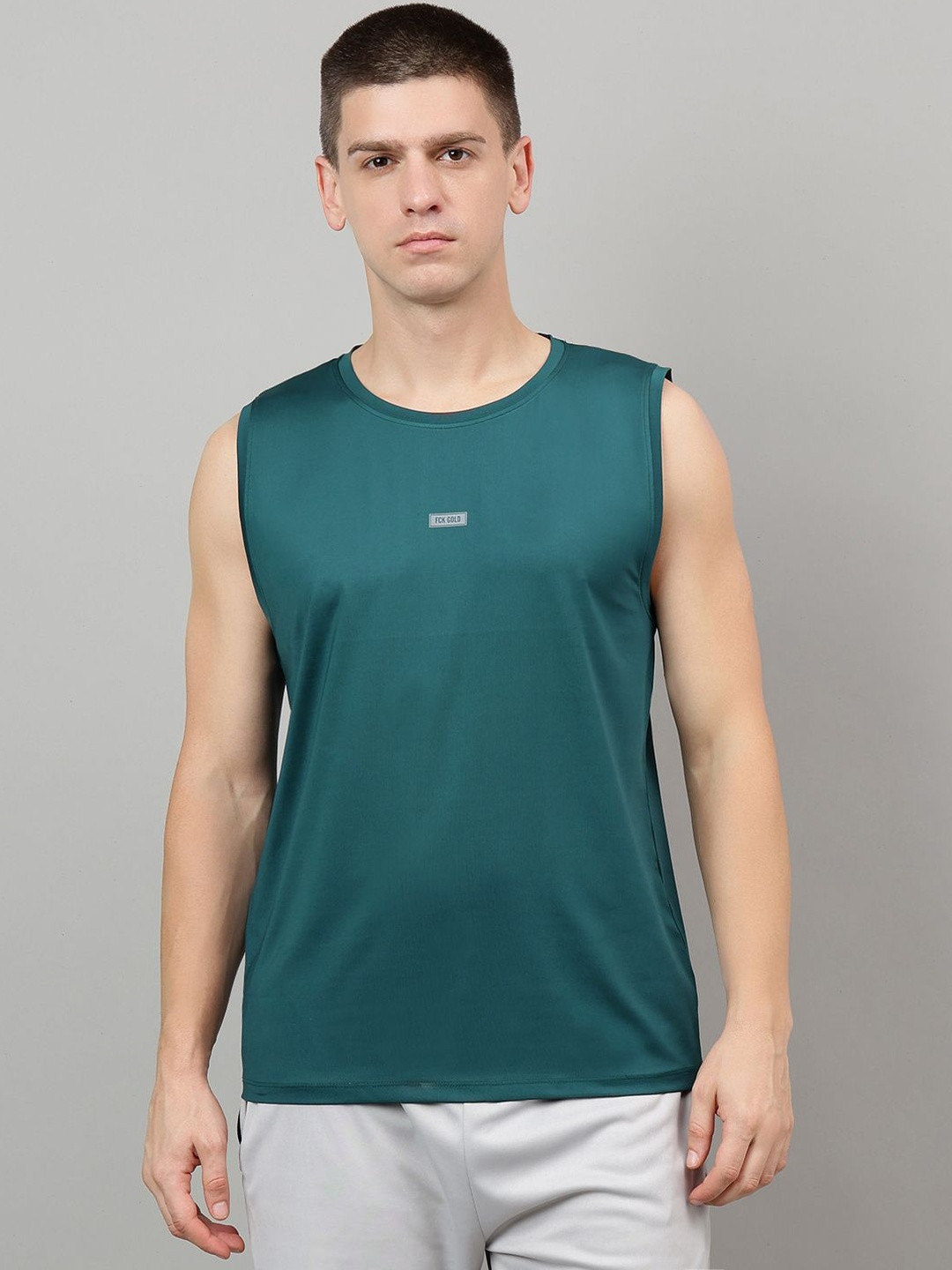 FCK GOLD Printed Round Neck Gym Vest