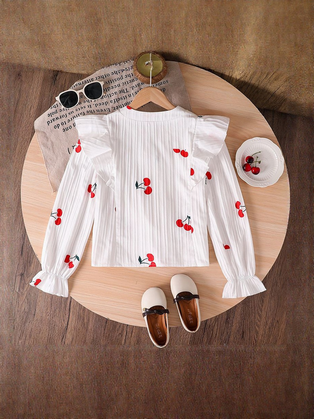 StyleCast x Revolte Girls Cherry Printed Ruffles Peplum Top