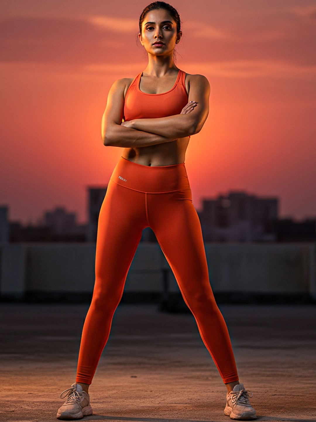 Fitkin Solid Removable Padding Medium Coverage Anti Odour Workout