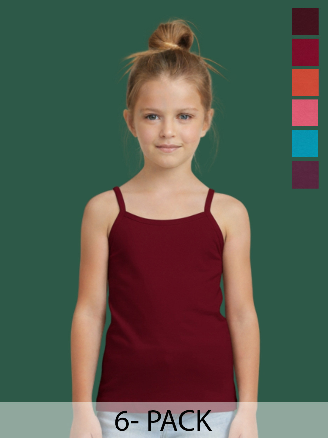 Aimly Girls Pack of 6 Cotton Camisoles