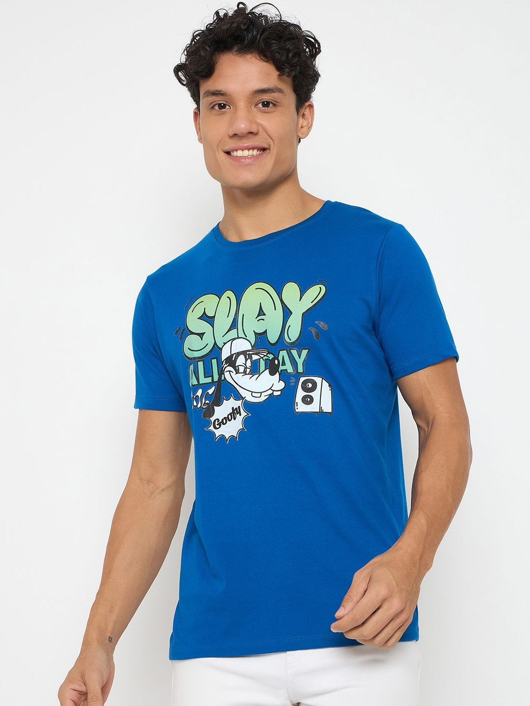 Wear Your Mind Goofy Printed Round Neck Pure Cotton T-Shirt