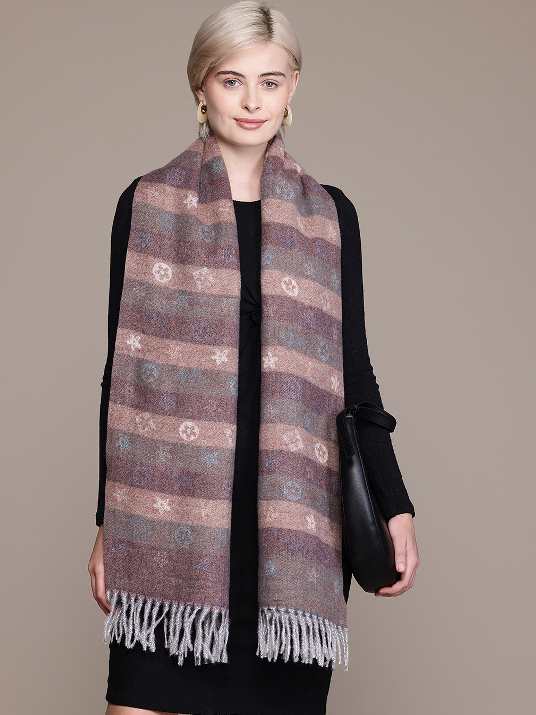 Cayman Floral Woven Design Stole with Tasselled Edges