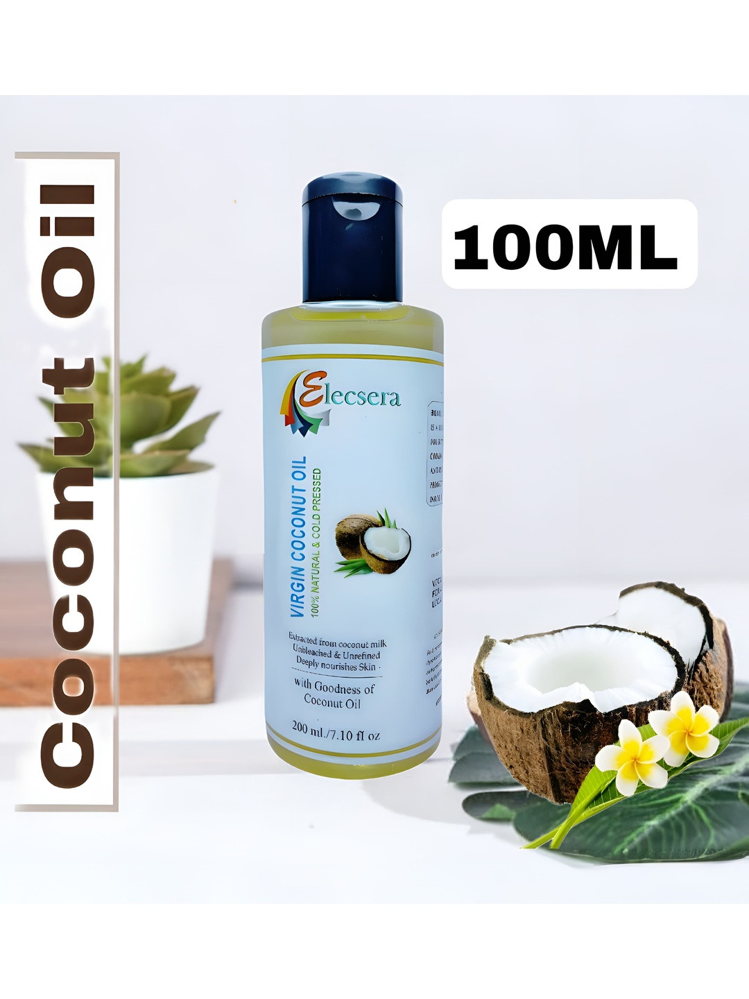 Elecsera Organic 100% Natural & Cold Pressed Virgin Coconut Oil - 100 ml