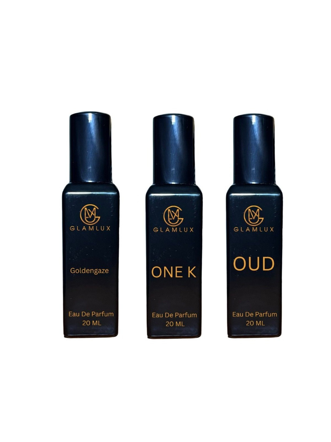 Glamlux Set Of 3 Golden Gaze, One K & Oud Long Lasting Eau de Parfum - 20 ml Each