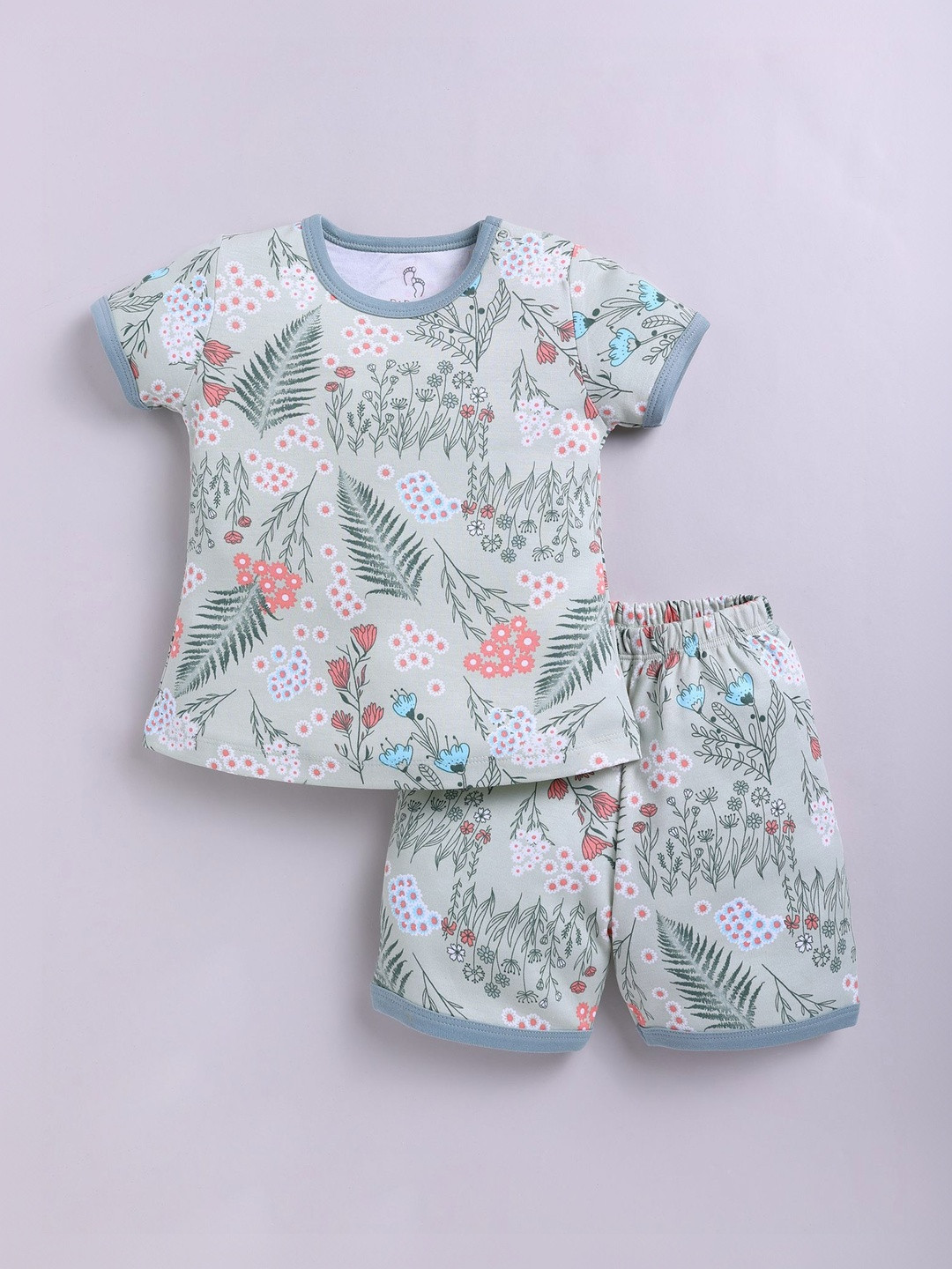 BABY GO Kids Printed Short Sleeves Pure Cotton T-shirt With Shorts Clothing Set