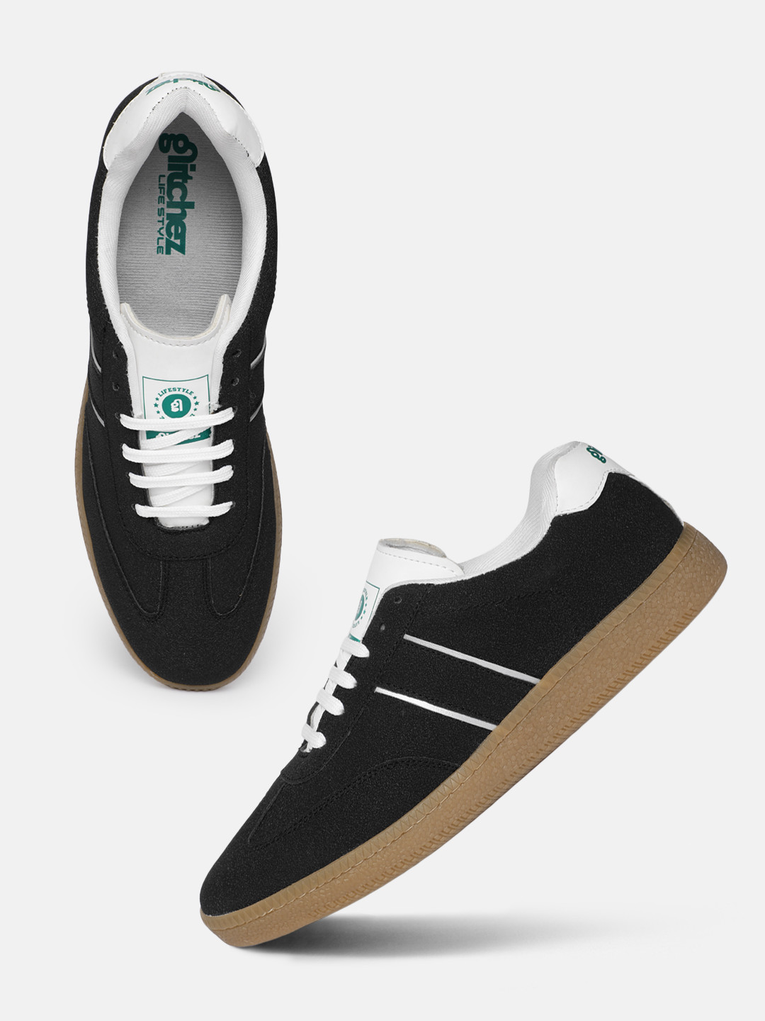 glitchez Men Textured Lace-Ups Contrast Sole Sneakers