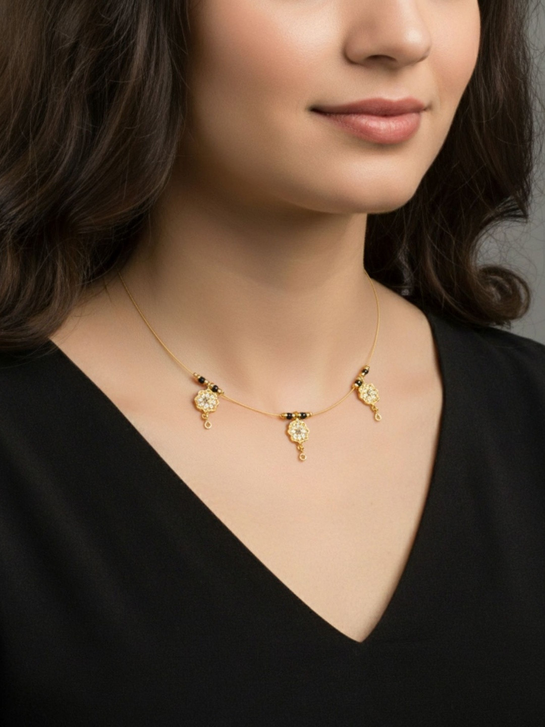 Jewelry Miguel 18k Gold-Plated American Diamond Studded & Pearls Beaded Necklace