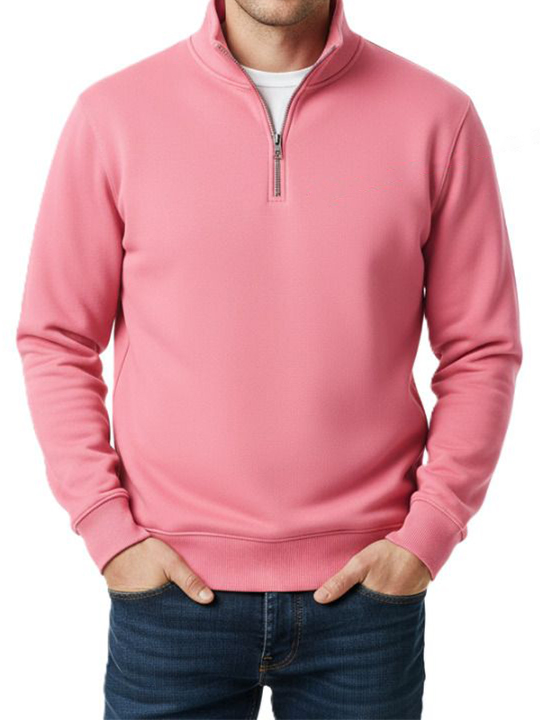 Try This Self Design High Neck Pullover Sweatshirt