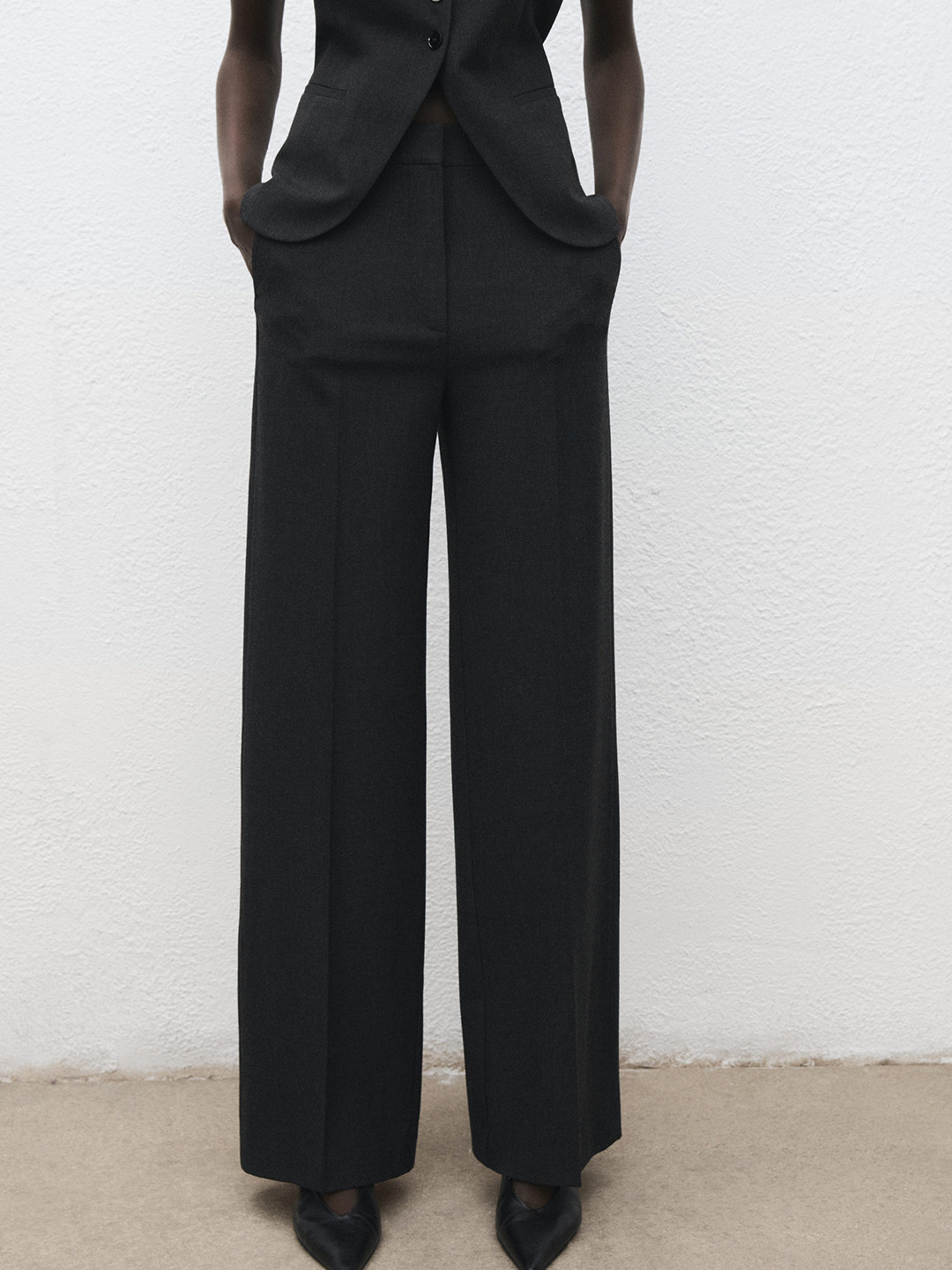 MANGO Women Straight Fit Pleated Trousers
