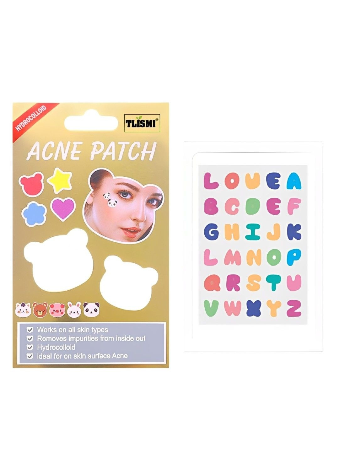 TLISMI Letter Shape Acne Pimple Patches With Hyaluronic Acid - 30 Pcs