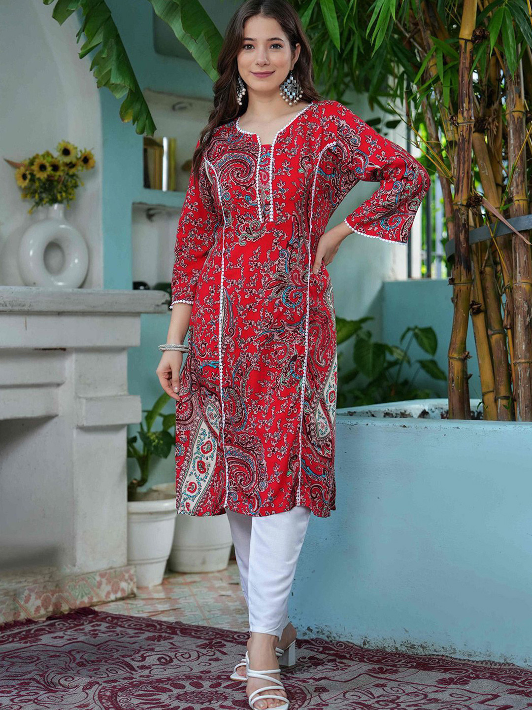 QUEENSFAB Women Paisley Printed Kurta