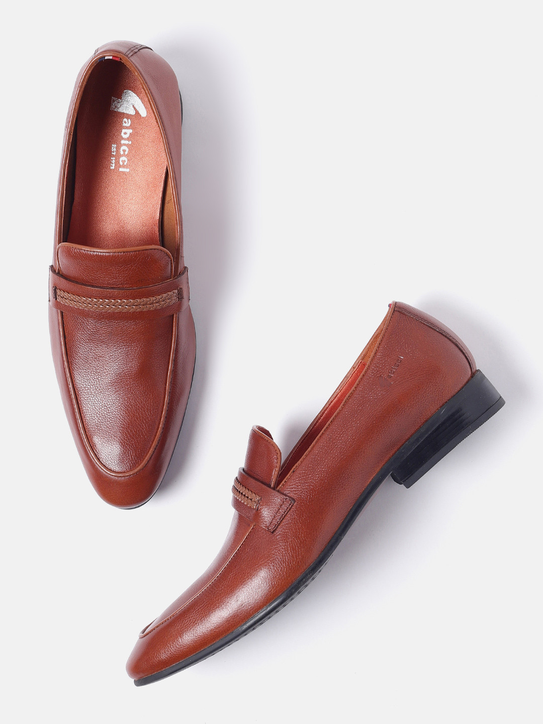 GABICCI Men Coleman Tan Textured Leather Formal Loafers