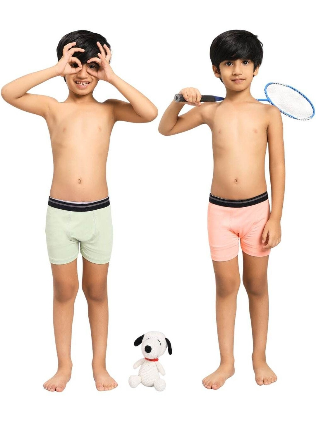 SADAB FASHION Boys Pack Of 2 Outer Elastic Cotton Mid-Rise Long Trunks