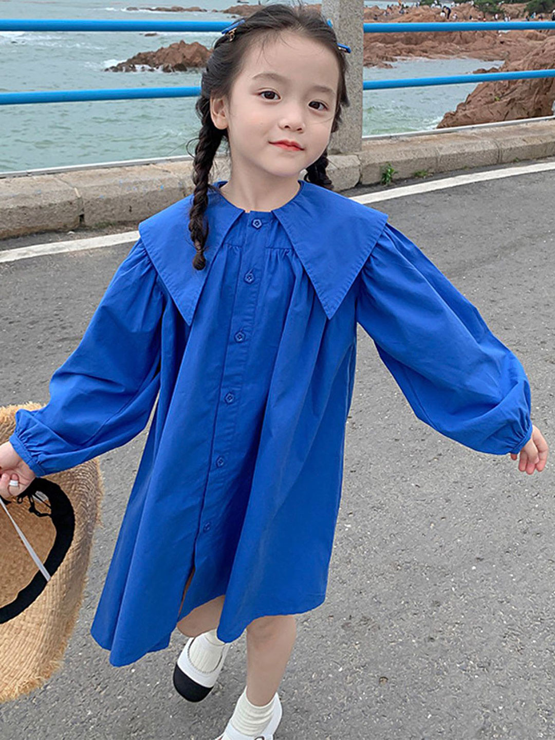 LULU & SKY Girls Round Neck Shirt Dress