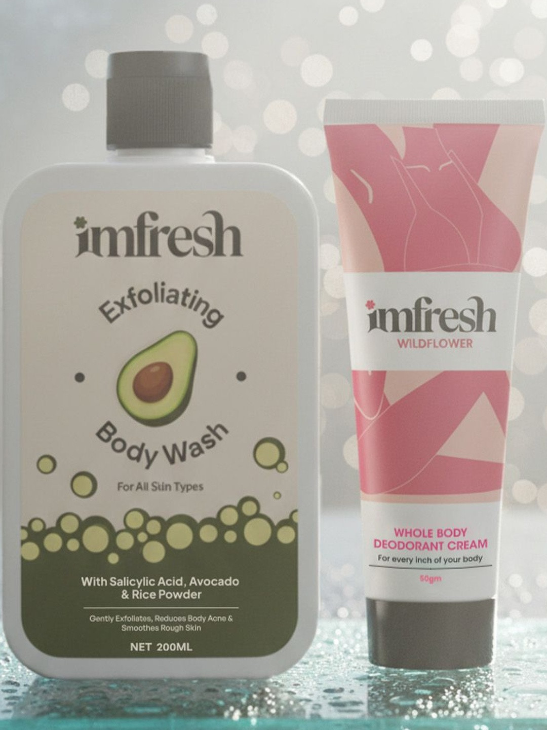imfresh Set of 2 Wild Flower Deodorant Cream 50 g & Exfoliating Body Wash 200 ml