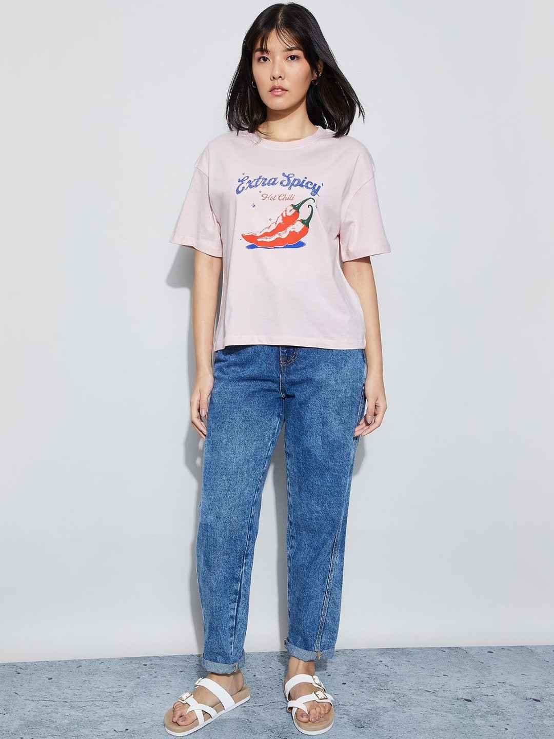 Fame Forever by Lifestyle Women Graphic Printed Round Neck Short Sleeves Boxy T-shirt