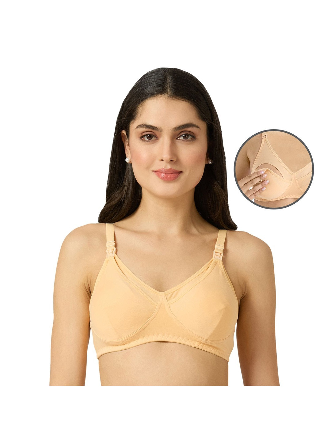 MeeMee S34B Peach Seamless Full Coverage Non Padded Non-Wired Maternity Bra