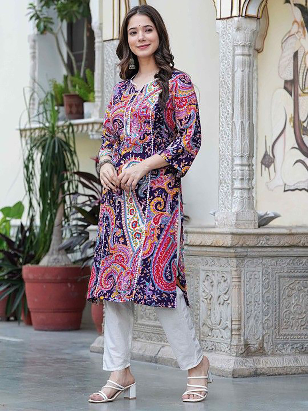 QUEENSFAB Women Paisley Printed Kurta