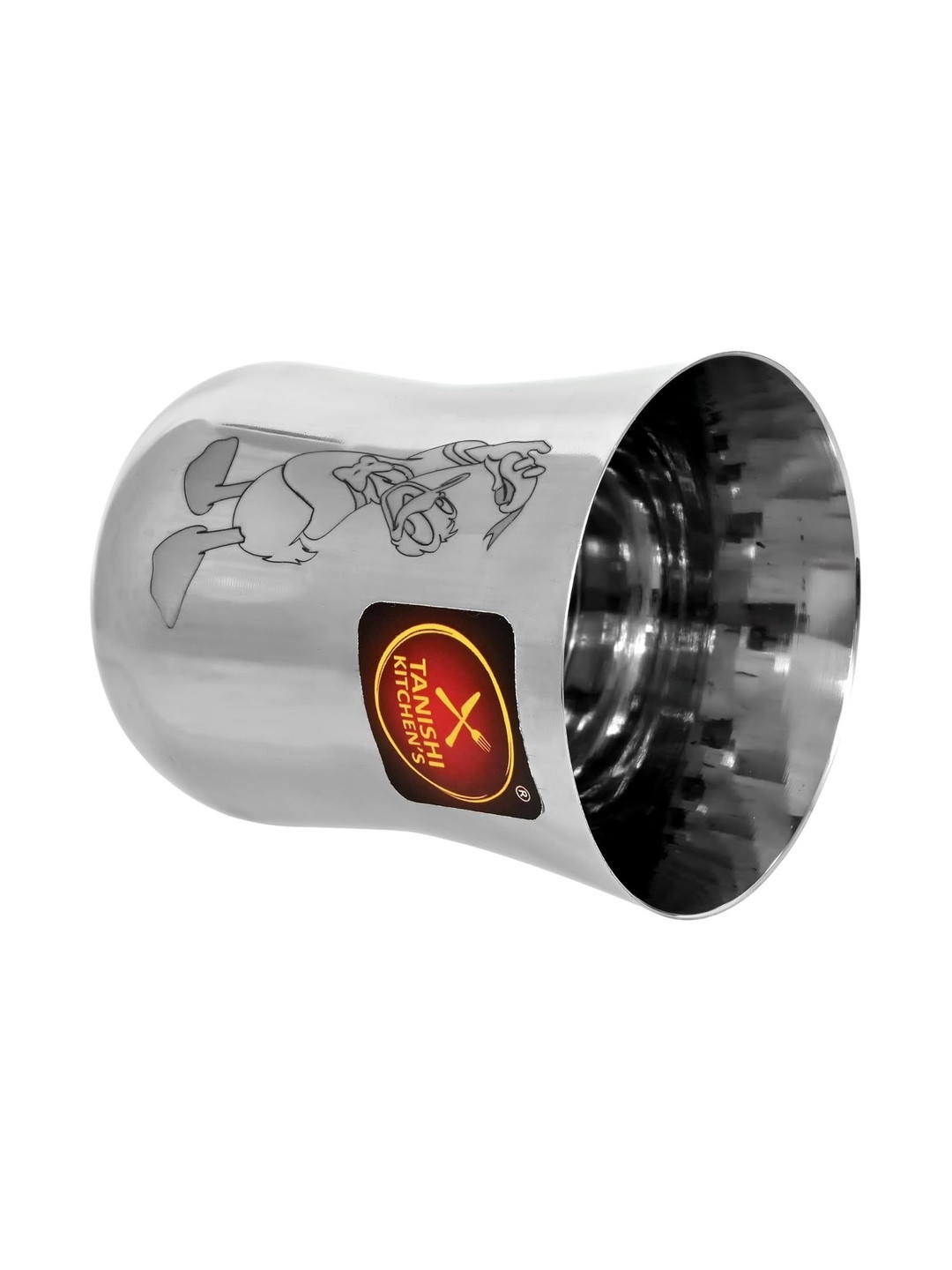 TANISHI KITCHEN'S Grey Stainless Steel Donald Duck Printed Water Glass