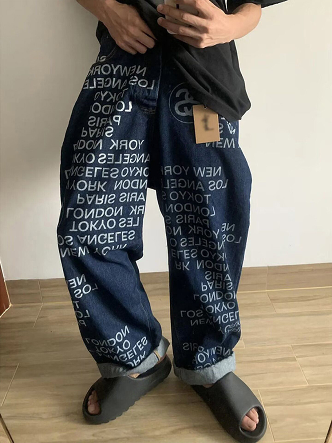 StyleCast x Revolte Men Typography Printed Regular Fit Mid-Rise Heavy Fade Printed Jean