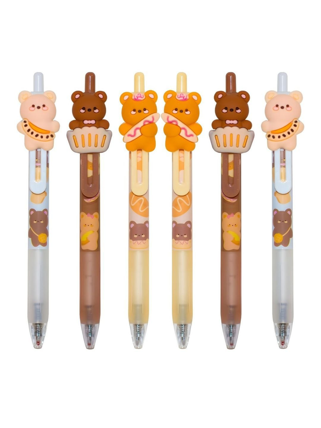 YK Kids Pack Of 6 Cute Bear Gel Pen Set