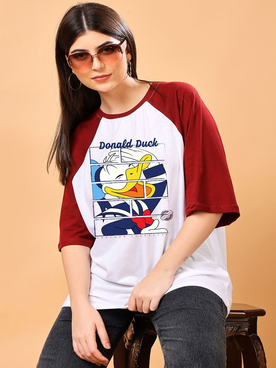CORSICA Donald Duck Printed Raglan Sleeves Oversized Bio Finish T-shirt